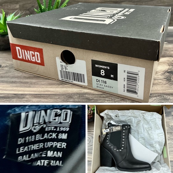 NIB Dan Post Dingo Stay Sassy Black Leather Studded Western Ankle Boot Bootie - Picture 12 of 13